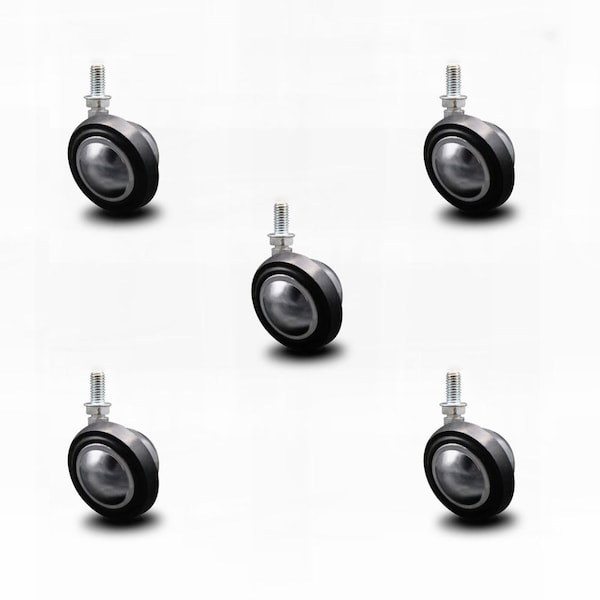Service Caster 2.25 Inch Bright Chrome Soft Tread Ball Caster - 3/8 Inch Threaded Stem, 5PK SCC-TS01S214-DCR-BC-381634-5 - main